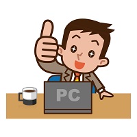 PC前でご機嫌な人のイラスト