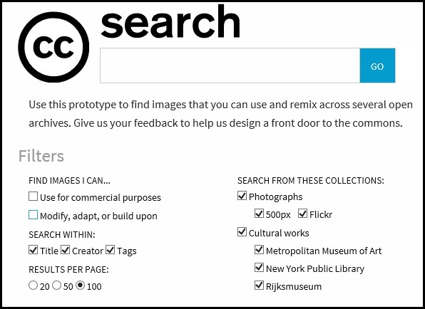 CC Searchの入力画面