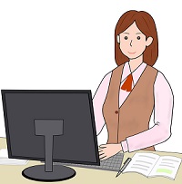 PCを使っている女性のイラスト