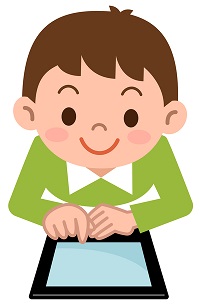 タブレット端末を使う子供のイラスト