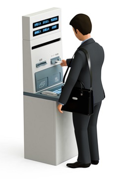 ATMを利用している人のイラスト
