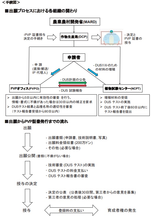 品種保護出願から登録に至る流れ