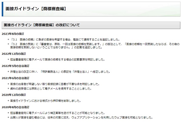 面接ガイドライン【商標審査編】（令和5年8月24日改訂版）表紙