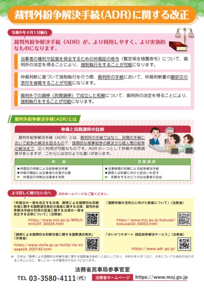 裁判外紛争解決手段（ADR）に関する改正